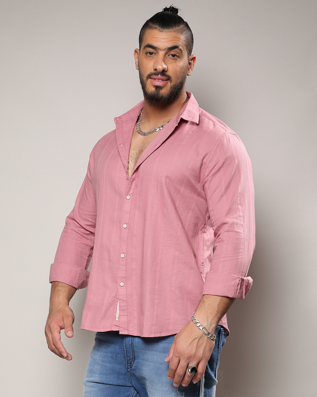 Shop Men's Pink Oversized Plus Size Shirt-Back