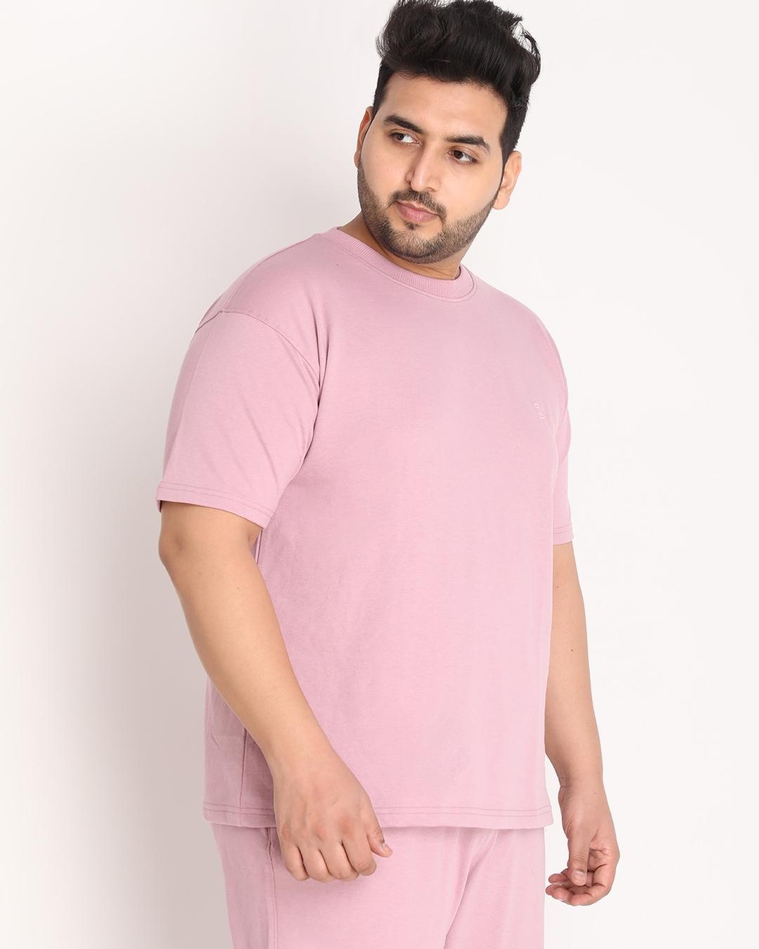 Shop Men's Pink Plus Size T-shirt-Back