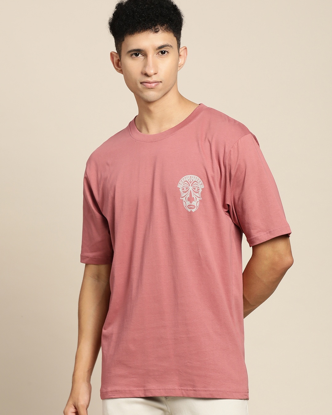 Shop Men's Pink Printed Oversized T-shirt-Back