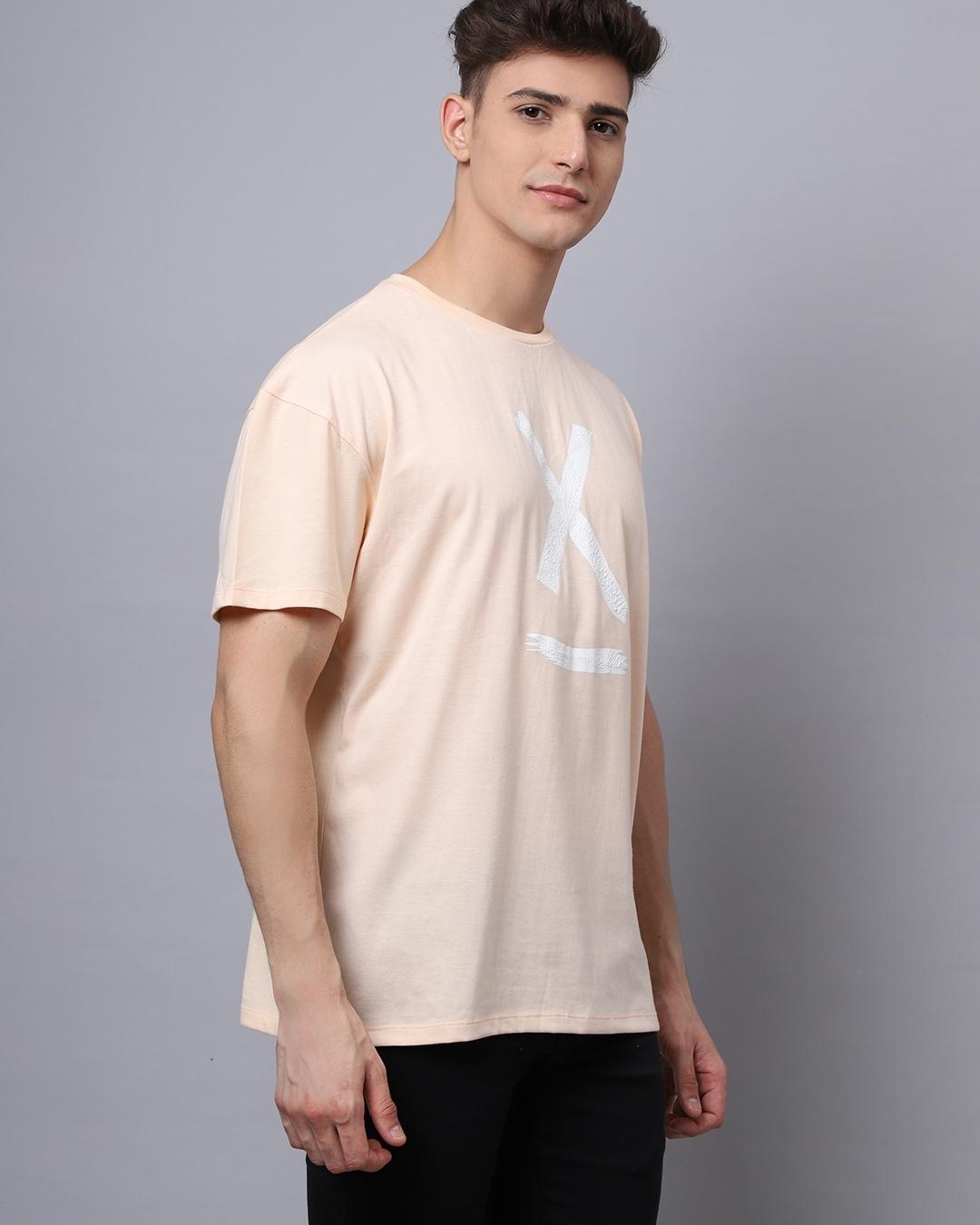 Shop Men's Pink Printed Super Loose Fit T-shirt-Back