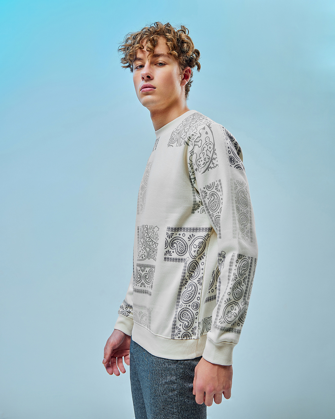 Shop Men's Gardenia All Over Paisley Printed Sweatshirt-Back