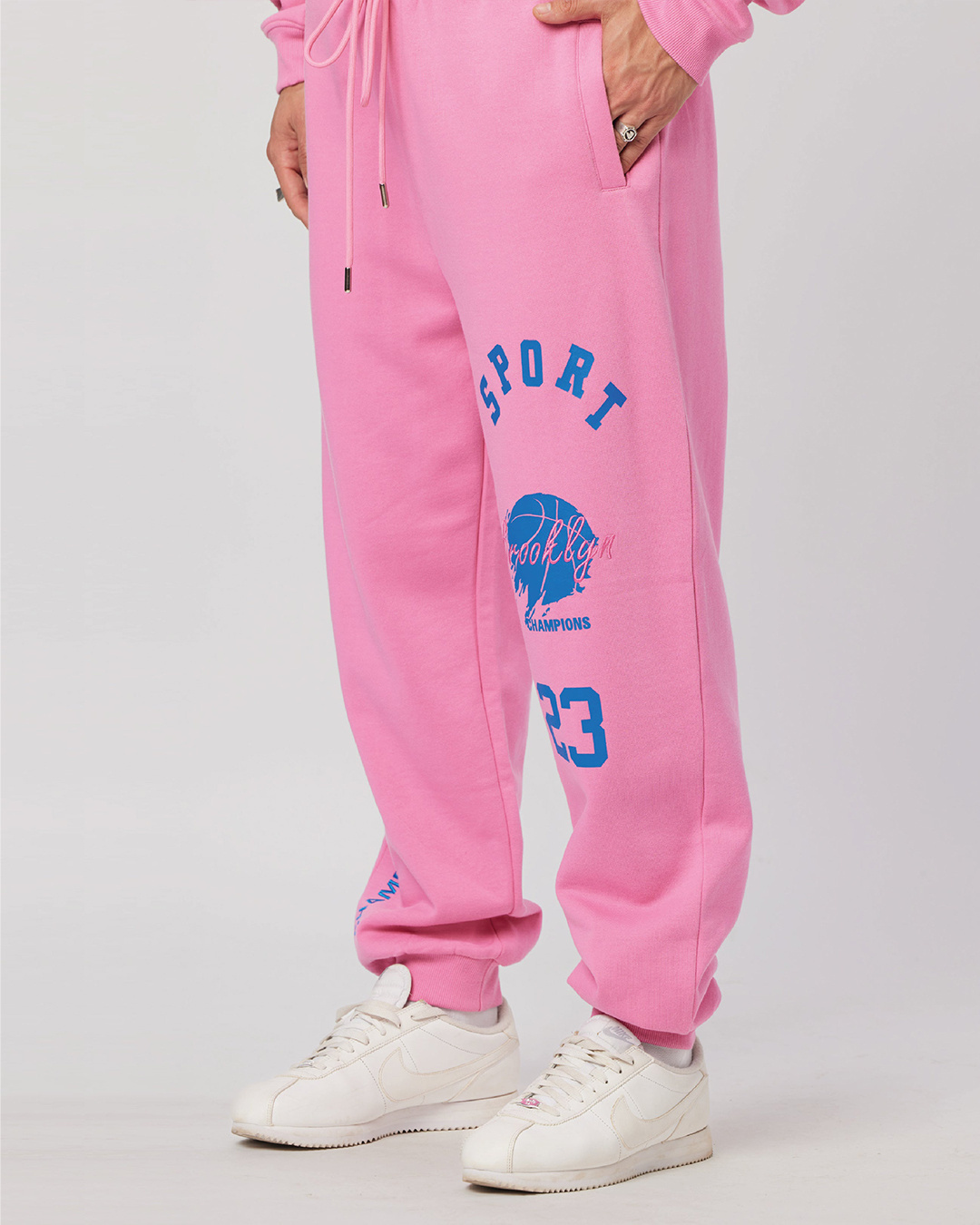 Shop Men's Pink Printed Relaxed Fit Joggers-Back