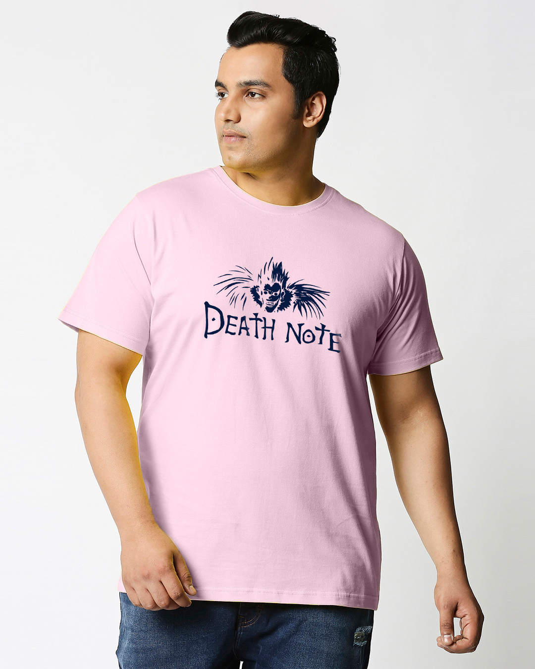 Shop Men's Pink Shinigami Ryuk Graphic Printed Oversized Plus Size T-shirt-Back