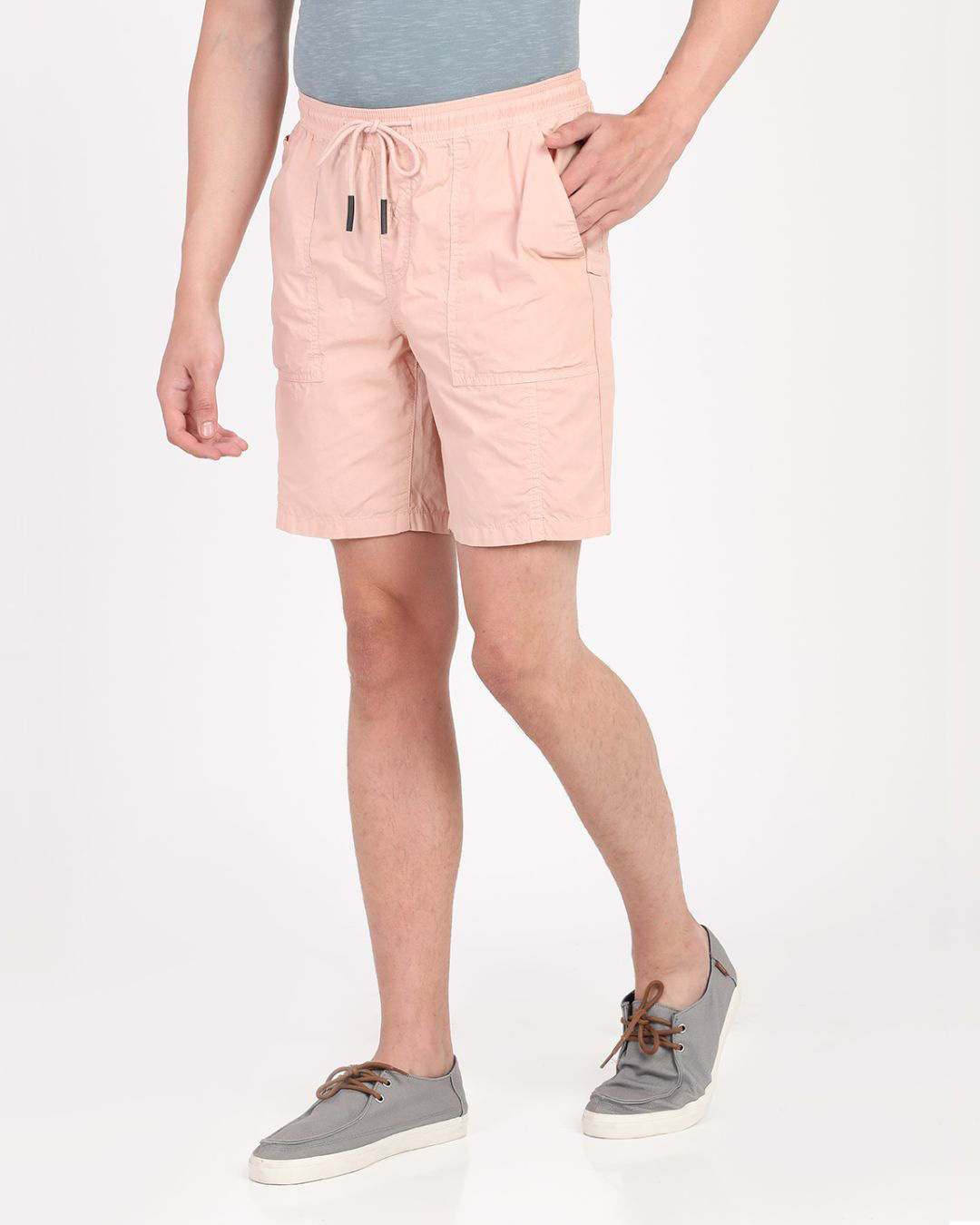 Shop Men's Pink Slim Fit Cotton Shorts-Back