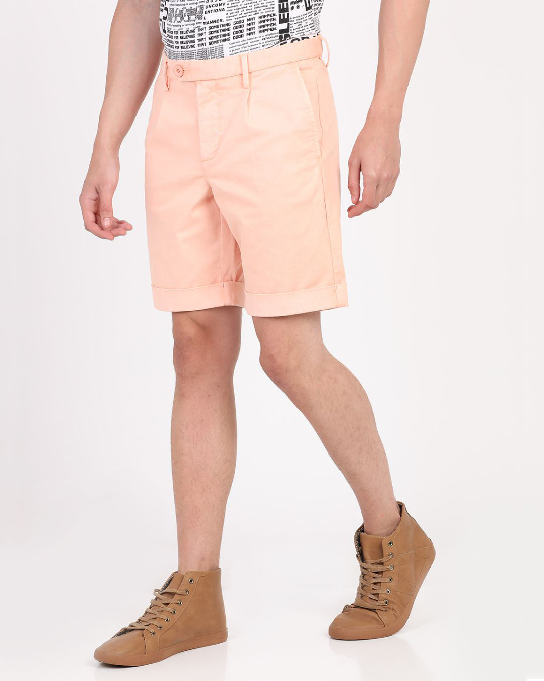 Shop Men's Pink Slim Fit Cotton Shorts-Back