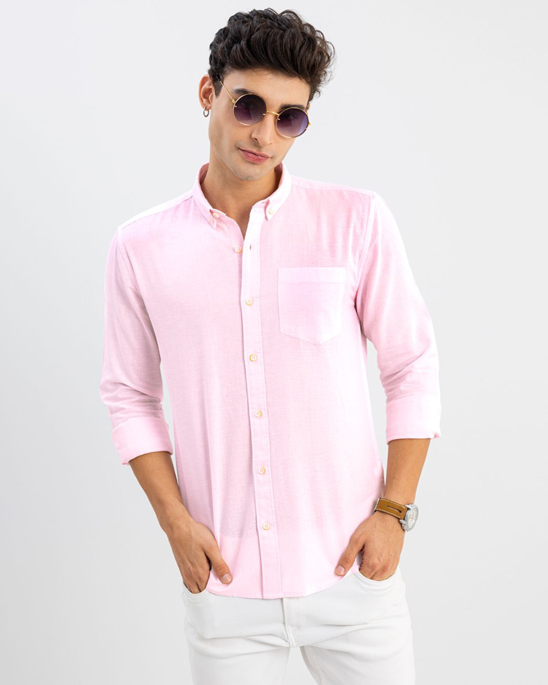 Buy Men's Pink Slim Fit Shirt Online at Bewakoof