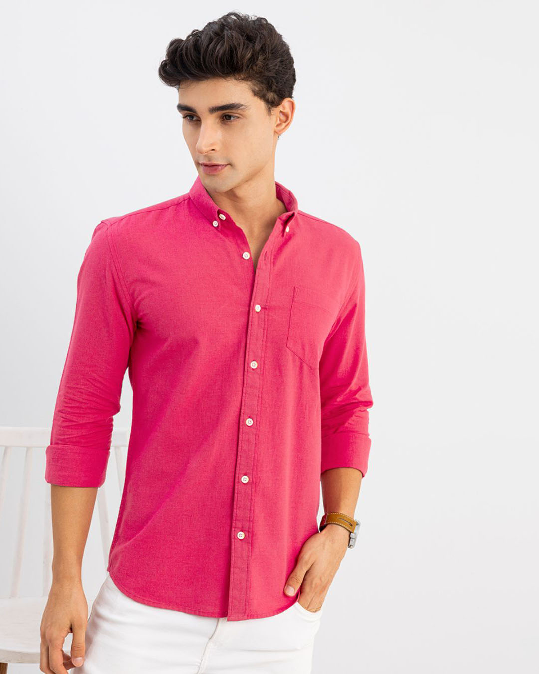 Shop Men's Pink Slim Fit Shirt-Back