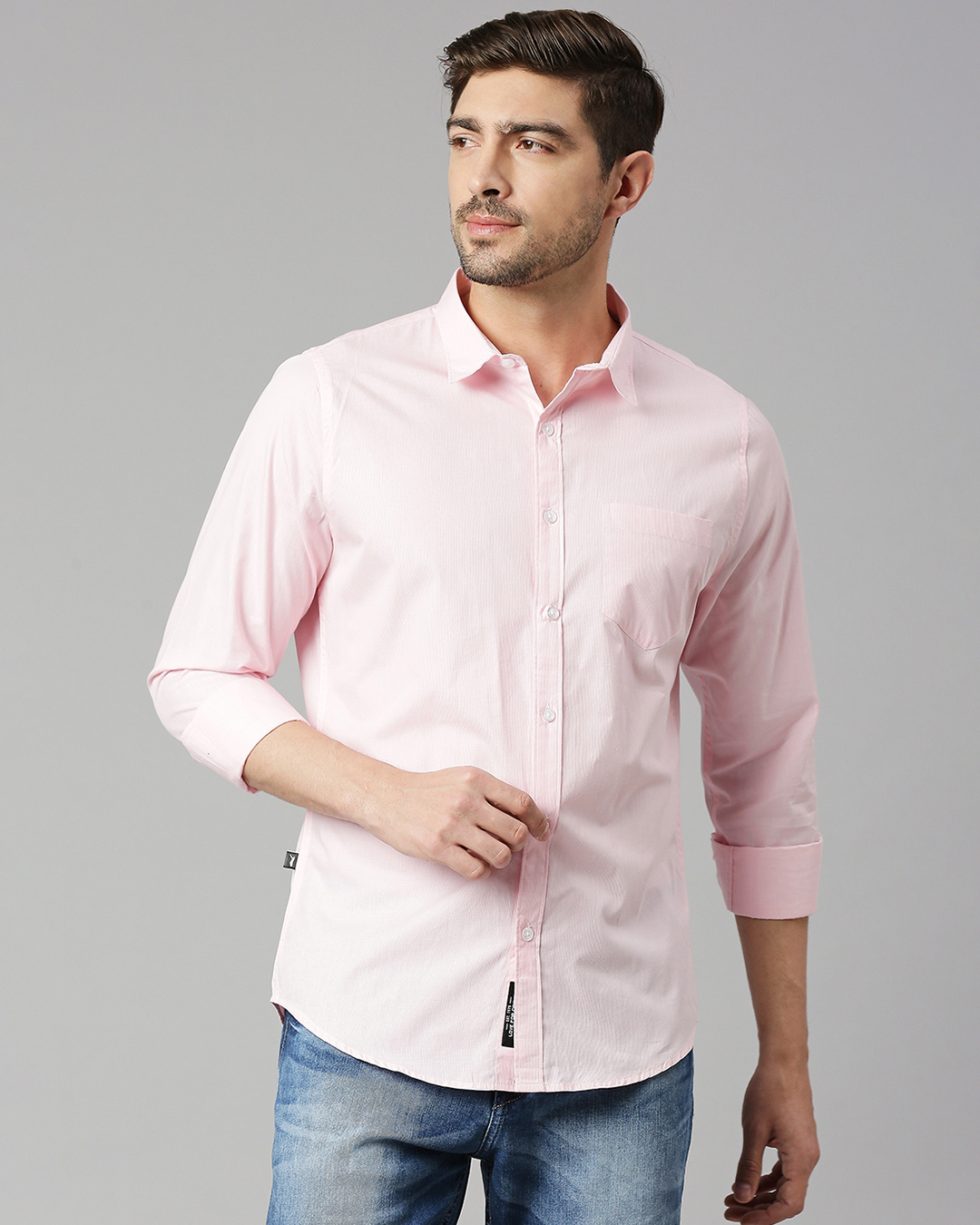 Dusty Pink Super Slim Fit Regular Collar Men's Shirt by Being Human Clothing