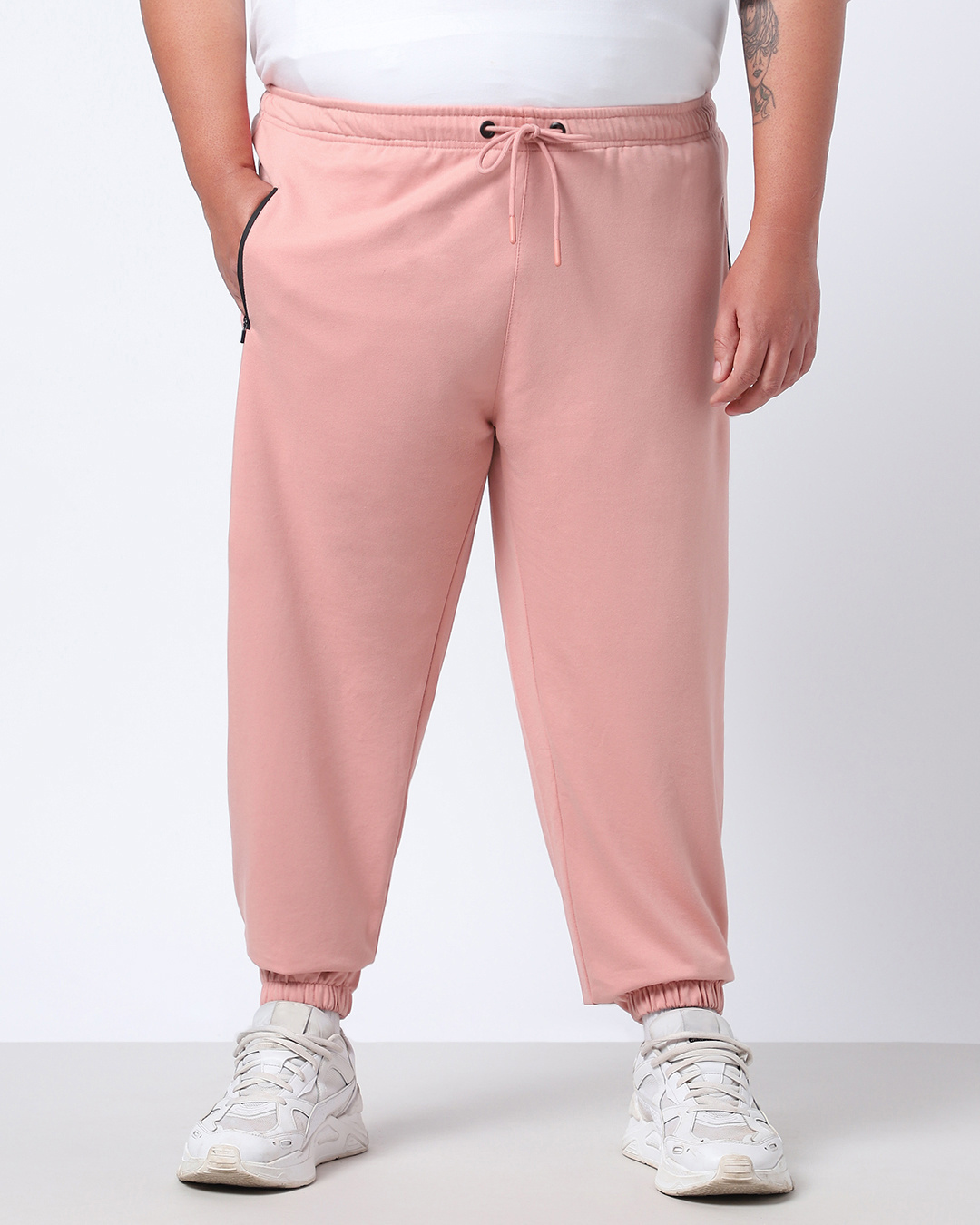 Shop Men's Pink Oversized Plus Size Joggers-Back
