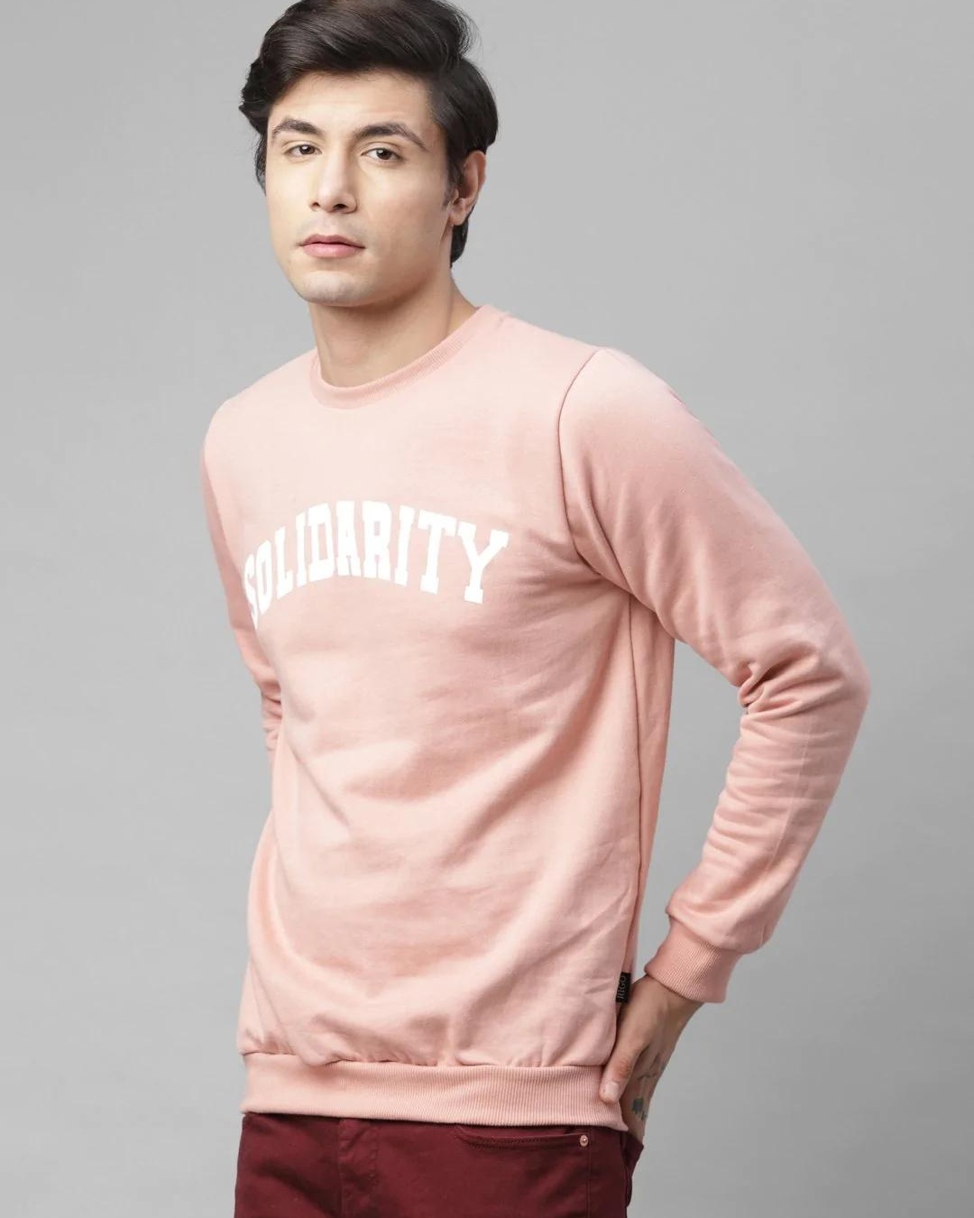 Shop Men's Pink Solidarity Typography Sweatshirt-Back