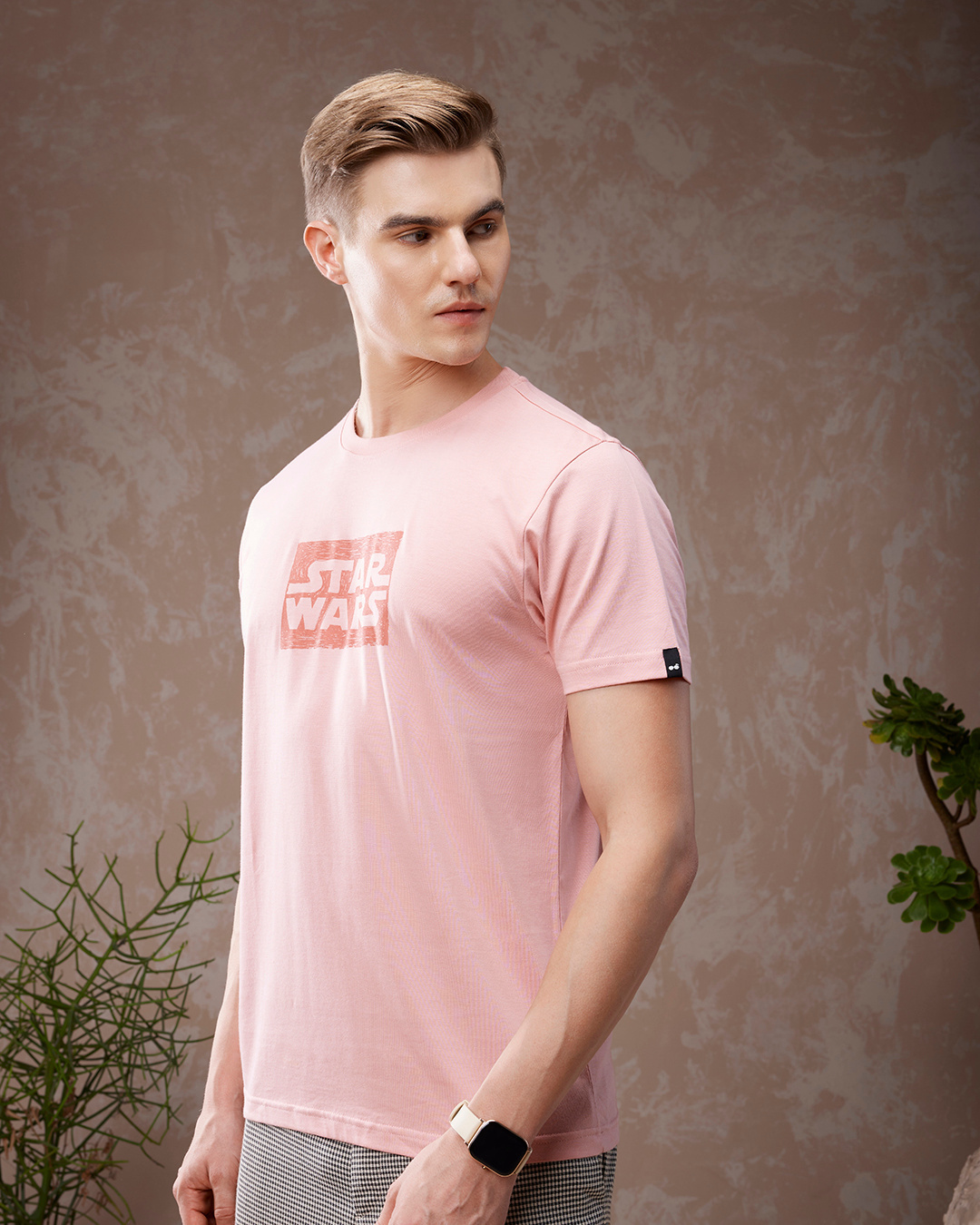 Shop Men's Pink Star Wars Typography T-shirt-Back