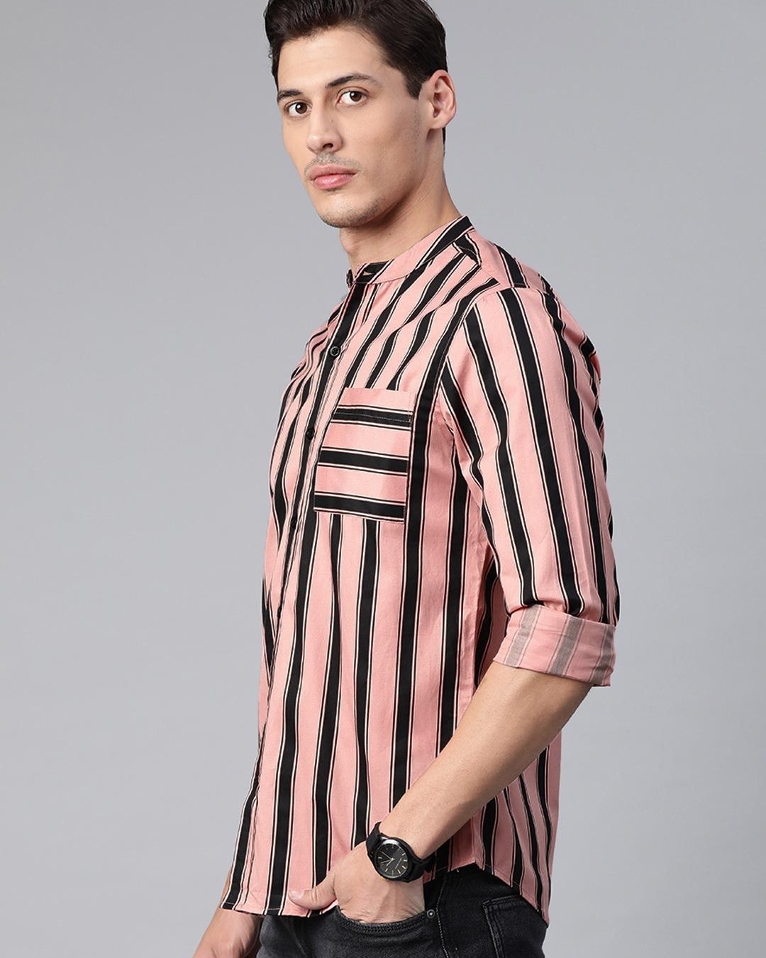 Shop Men's Pink Striped Shirt-Back