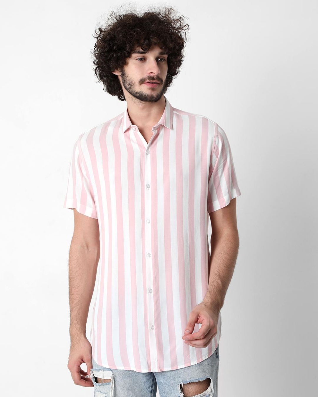 Buy Men's Pink Striped Shirt Online at Bewakoof