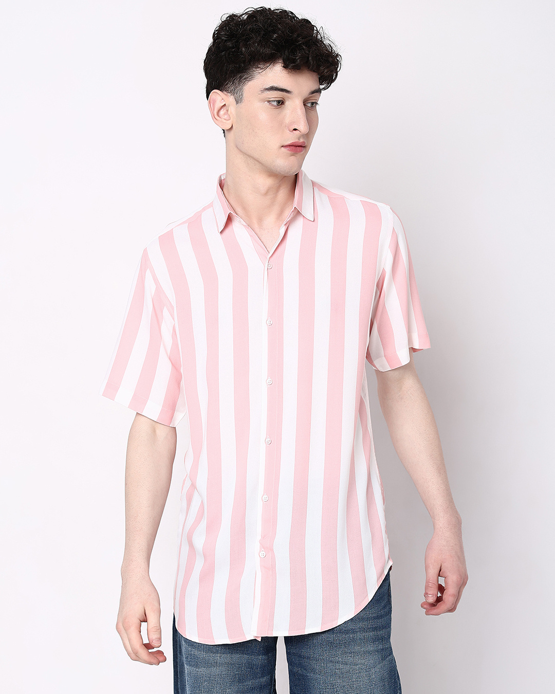 Buy Men's Pink Striped Shirt Online at Bewakoof