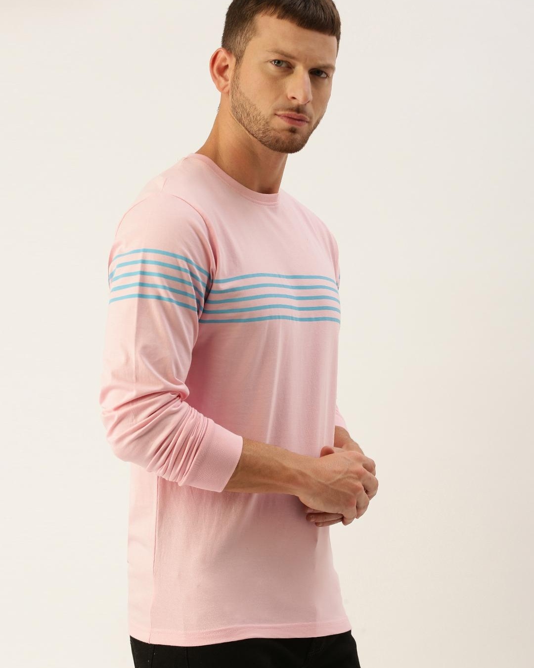 Shop Men's Pink Striped T-shirt-Back