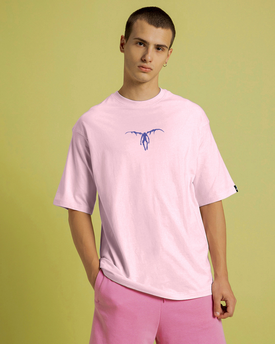 Shop Men's Pink The Ryuk Graphic Printed Oversized T-shirt-Back