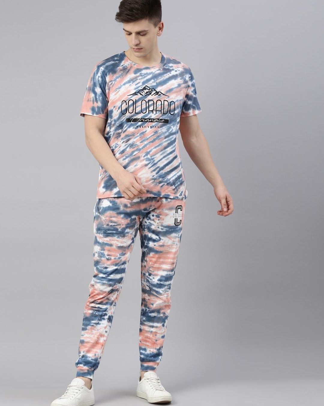 Buy Men's Pink Tie & Dye Tshirt & Pyjama Set Online in India at Bewakoof