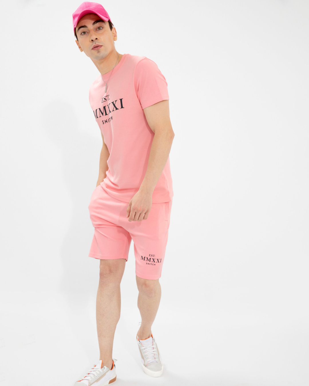 Shop Men's Pink Typography Cotton Co-ordinates-Back