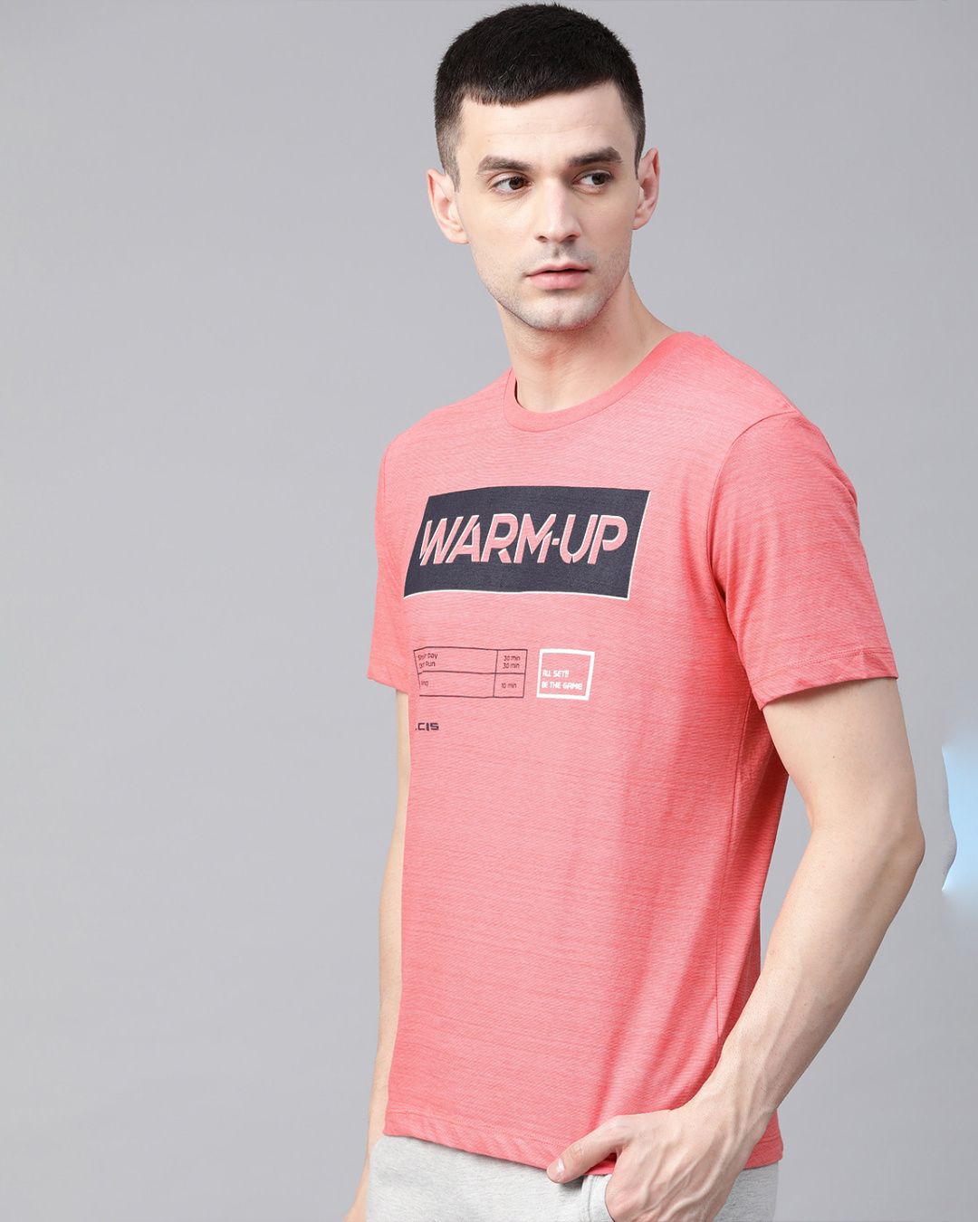 Shop Men's Pink Warm Up Typography Slim Fit T-shirt-Back