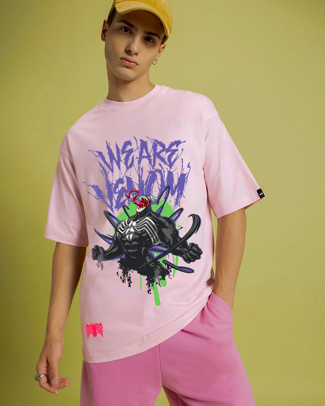 Buy Men's Pink We Are Venom Graphic Printed Oversized T-shirt Online at ...