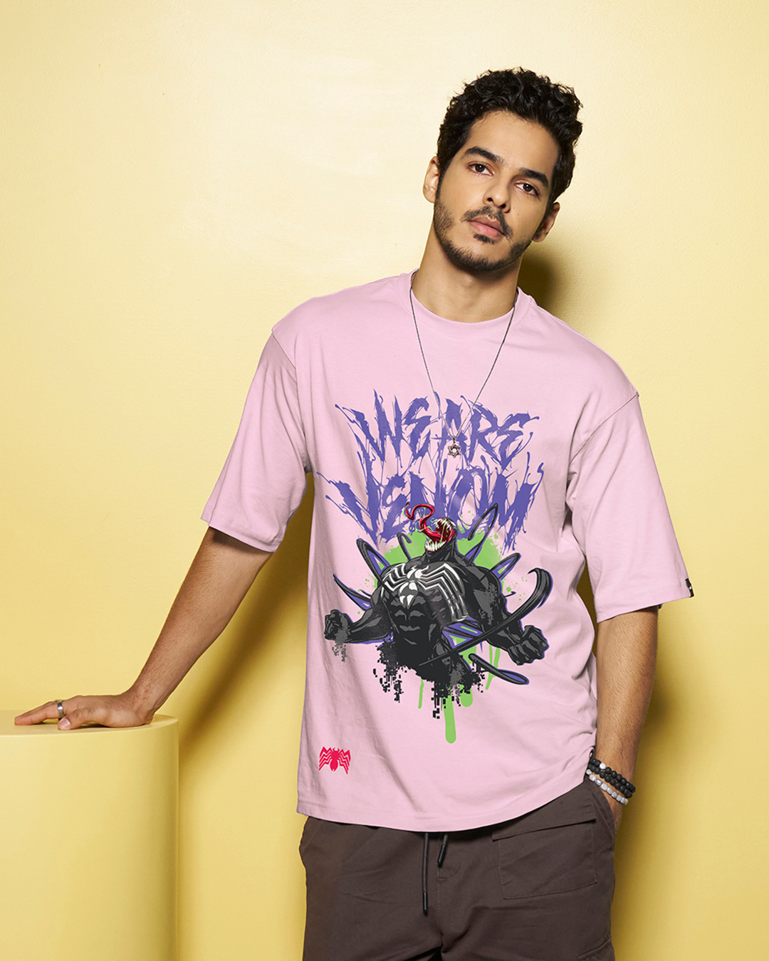 Buy Men's Pink We Are Venom Graphic Printed Oversized T-shirt Online at ...