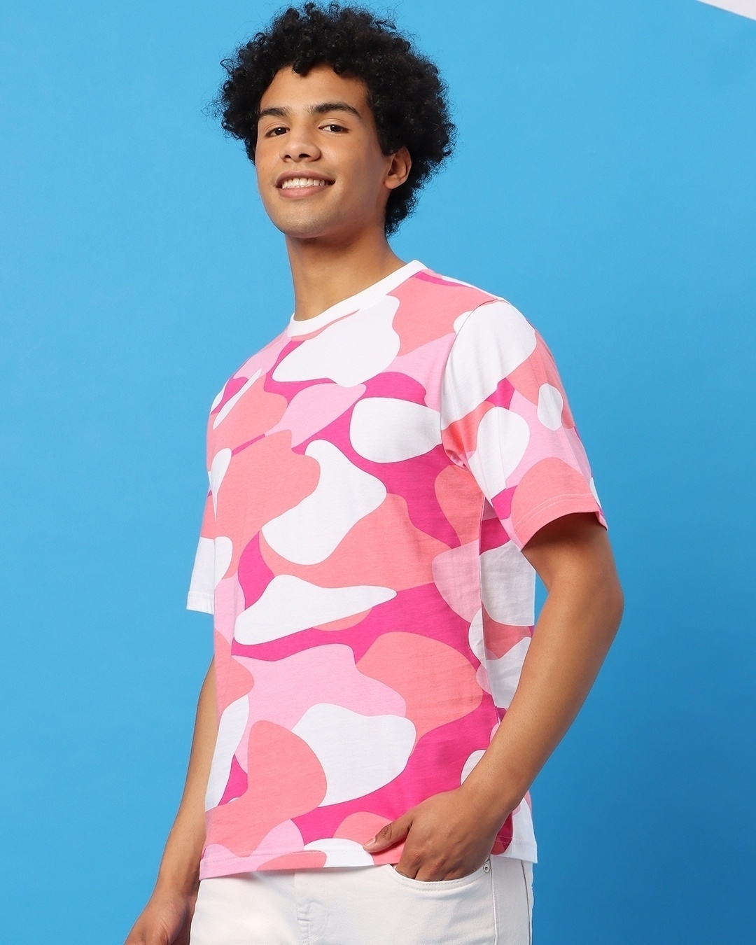 Shop Men's Pink & White Camo Oversized T-shirt-Back
