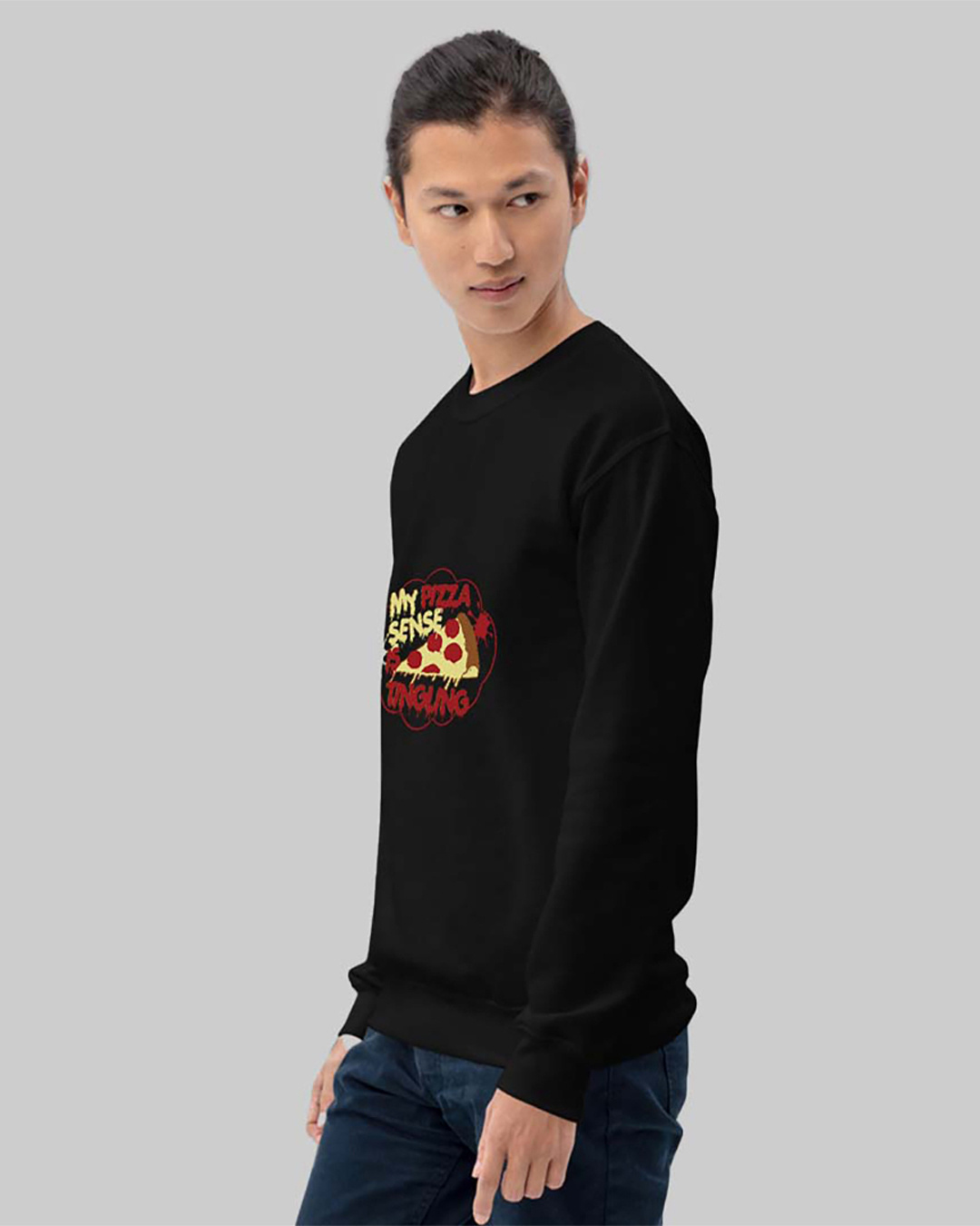 Shop Men's Black Pizza Sense Printed Regular Fit Sweatshirt-Back