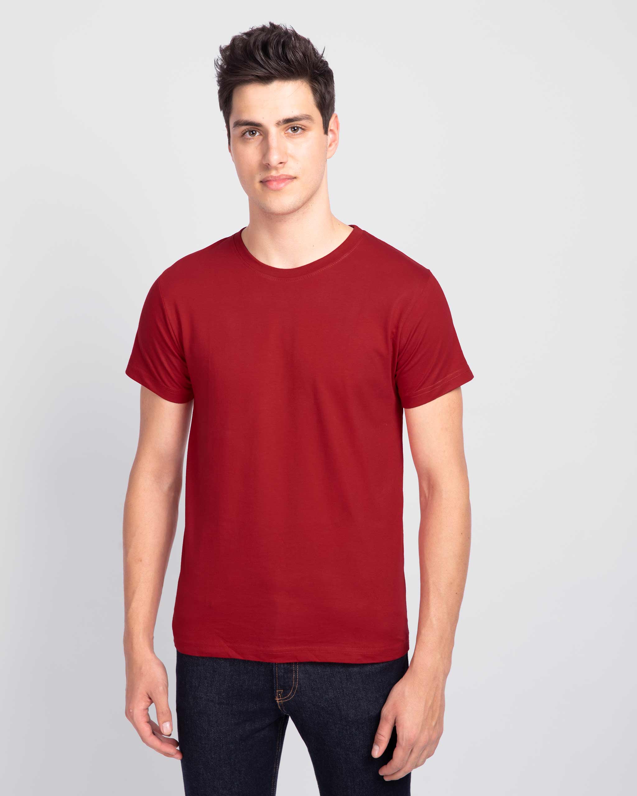 Men S Plain Half Sleeve T Shirt Pack Of 2 Black Red