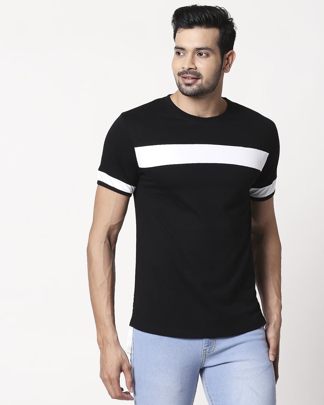 Buy Men's Plain Sport T-Shirt (Black-White) for Men black,white Online ...