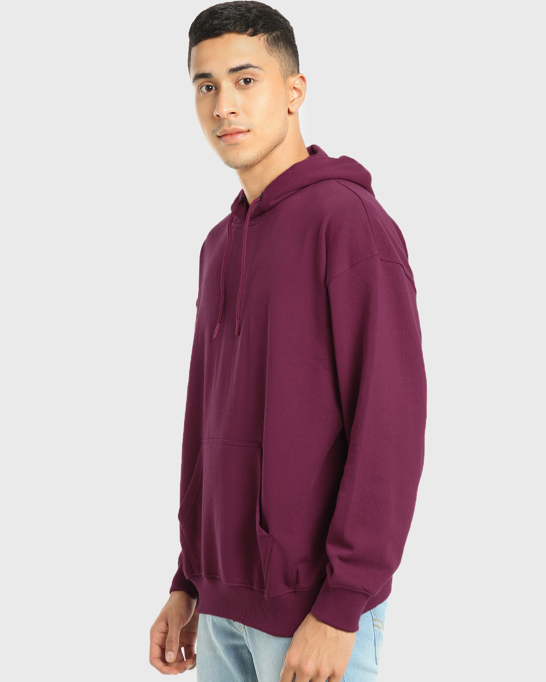 Shop Men's Plum Red Oversized Hoodie-Back