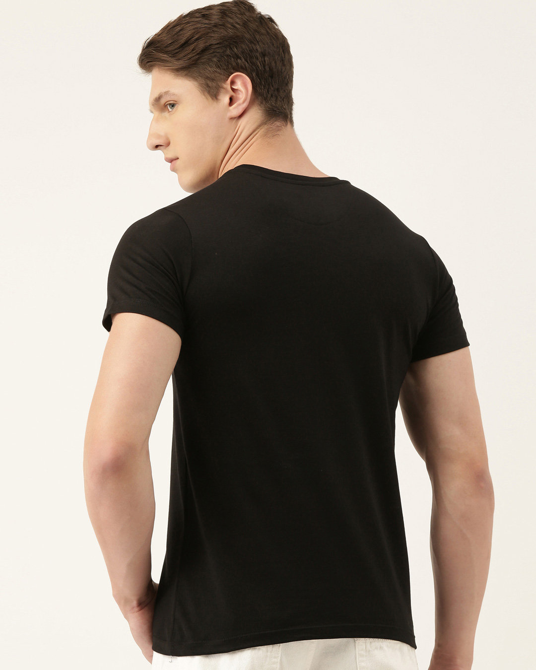 Shop Men's Plus Size Black Organic Cotton Half Sleeves T-Shirt-Back