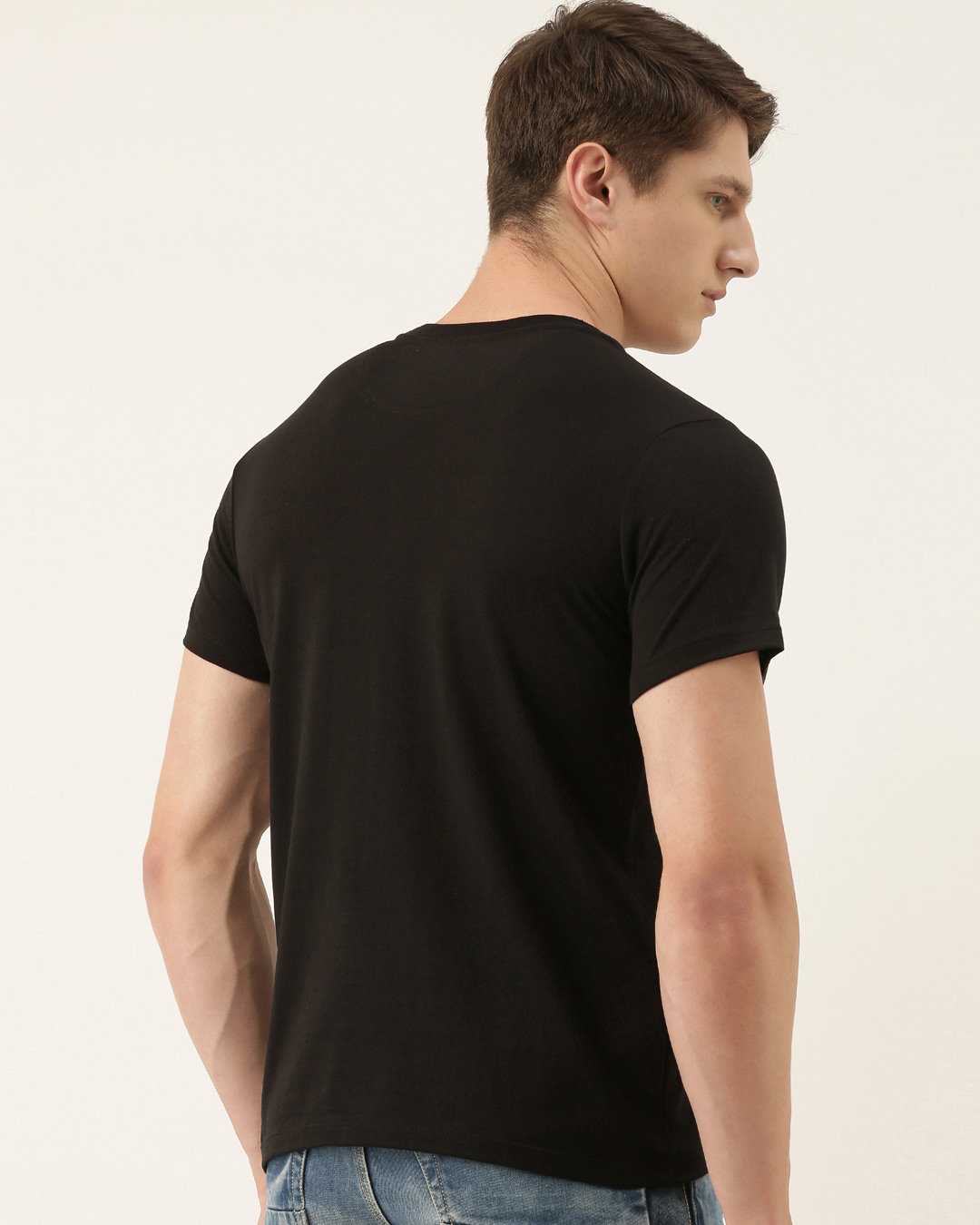 Shop Men's Plus Size Black Organic Cotton Half Sleeves T-Shirt-Back