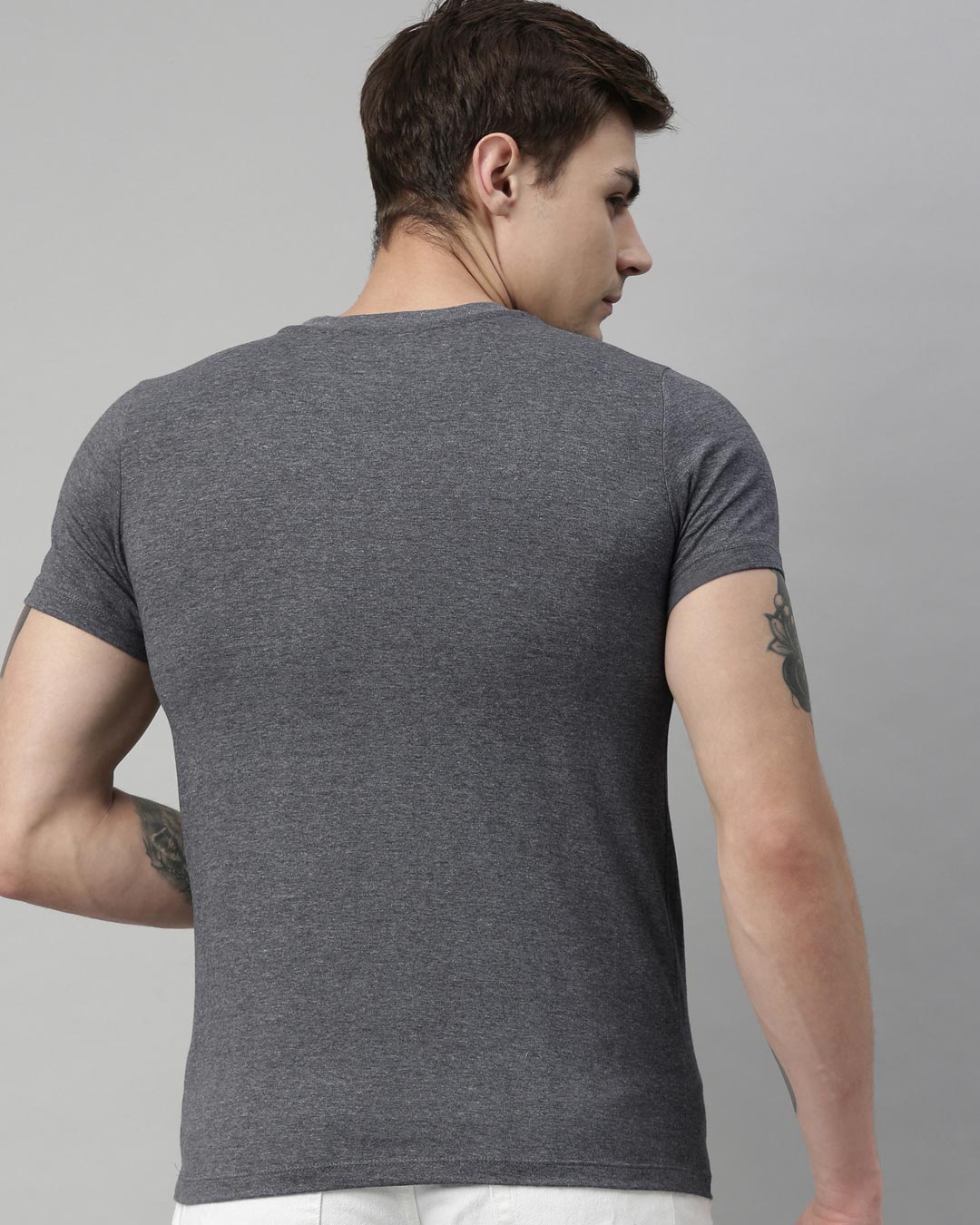 Shop Men's Plus Size Charcoal Organic Cotton Half Sleeves T-Shirt-Back