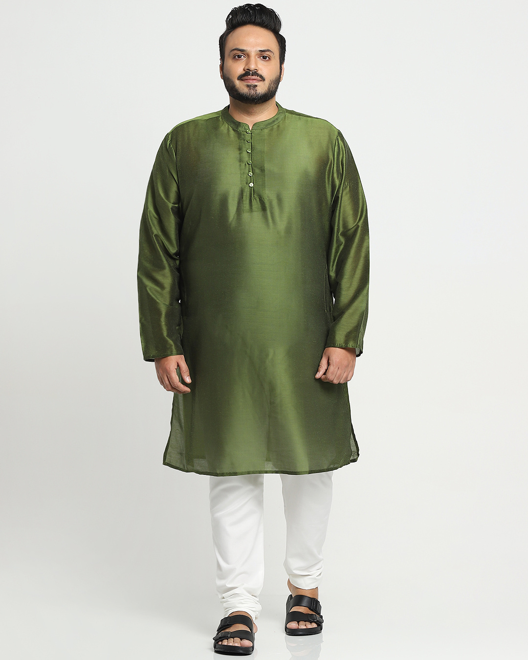 Shop Men's Green Plus Size Relaxed Fit Kurta-Back