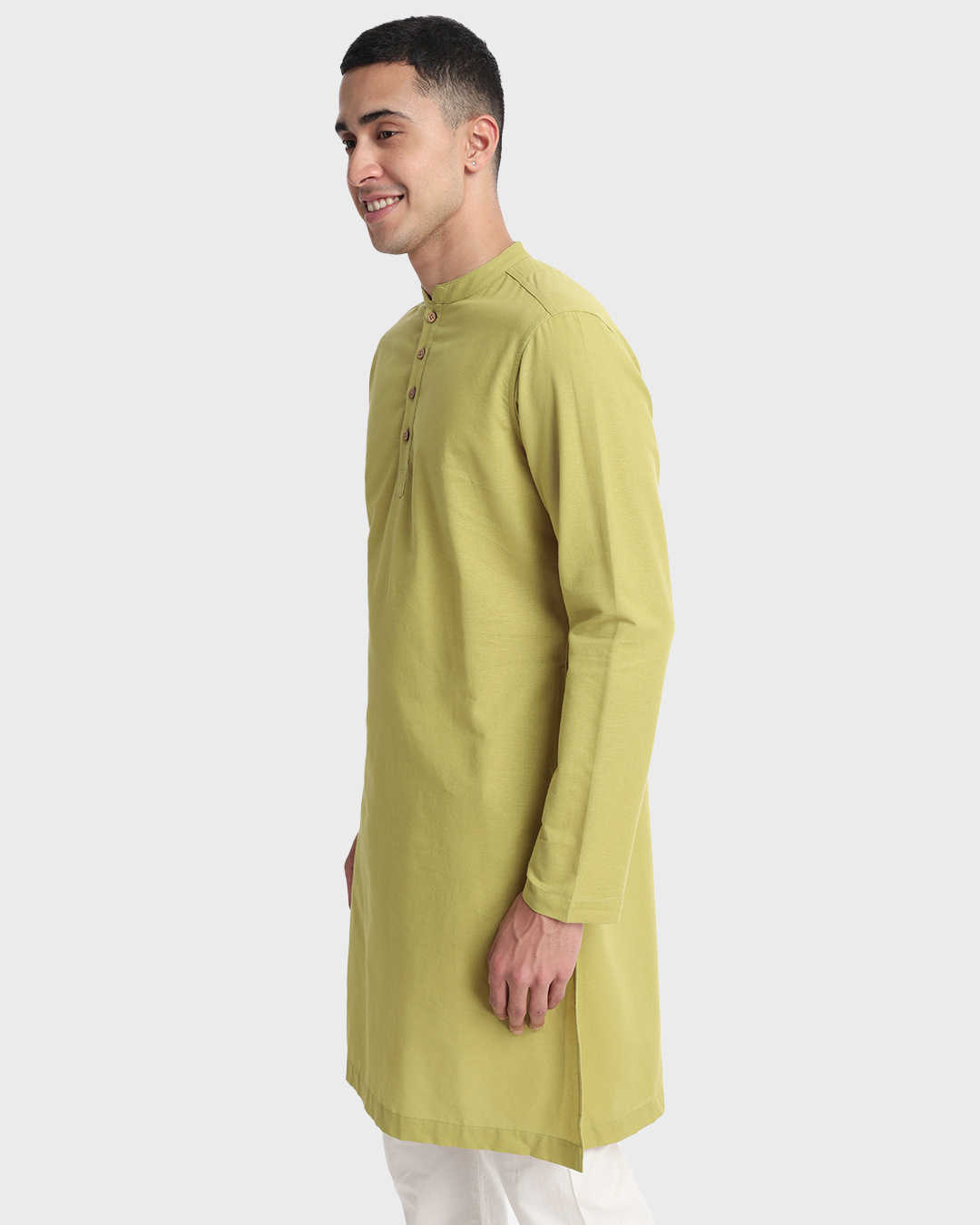 Shop Men's Warm Olive Plus Size Relaxed Fit Long Kurta-Back