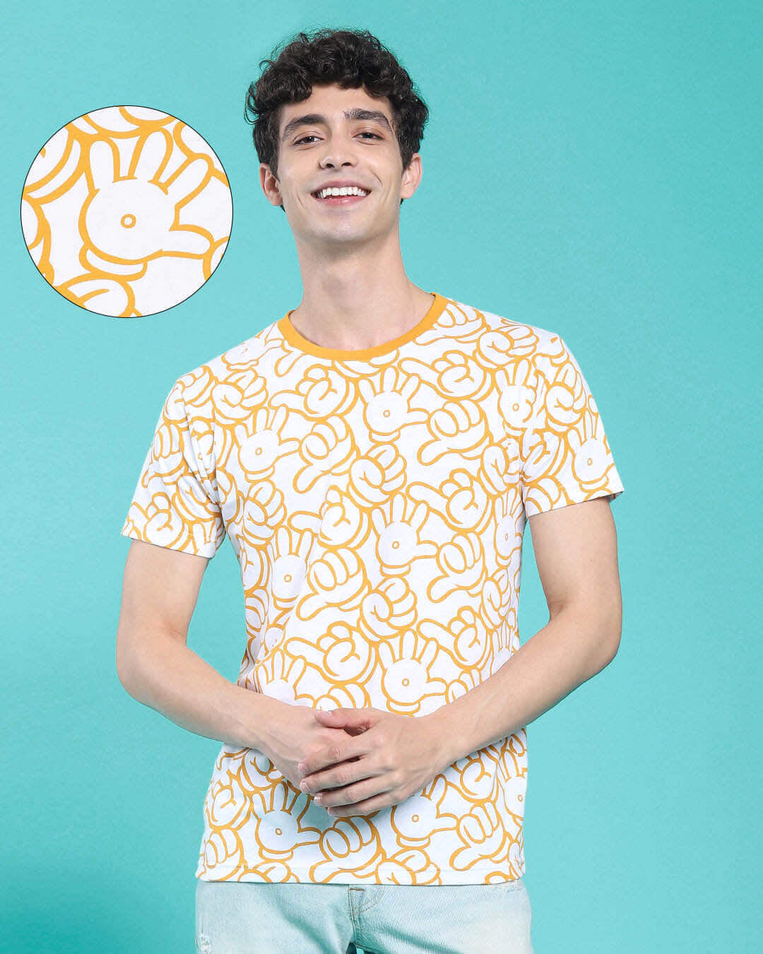 Shop Men's Popcorn Yellow AOP T-shirt-Back