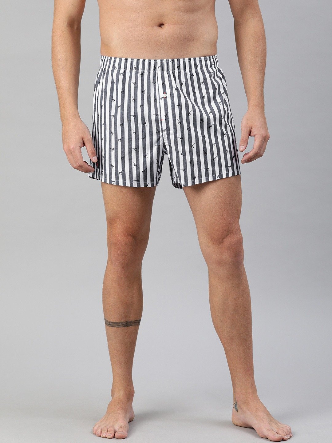 Shop Pack of 2 Men's White & Grey All Over Printed Woven Boxers-Back