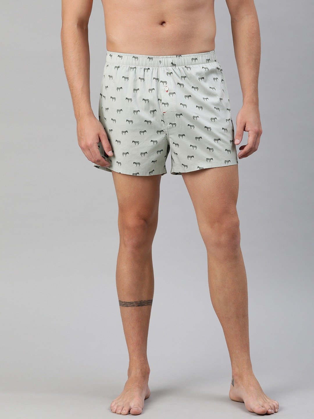 Shop Pack of 2 Men's Black & White All Over Printed Woven Boxers-Back