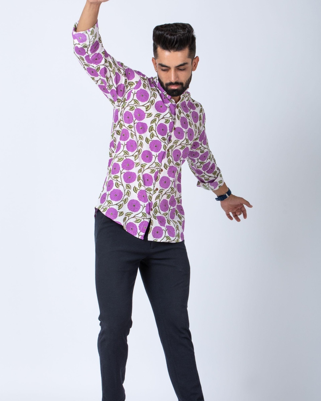 Shop Men's Purple All Over Floral Printed Shirt-Back