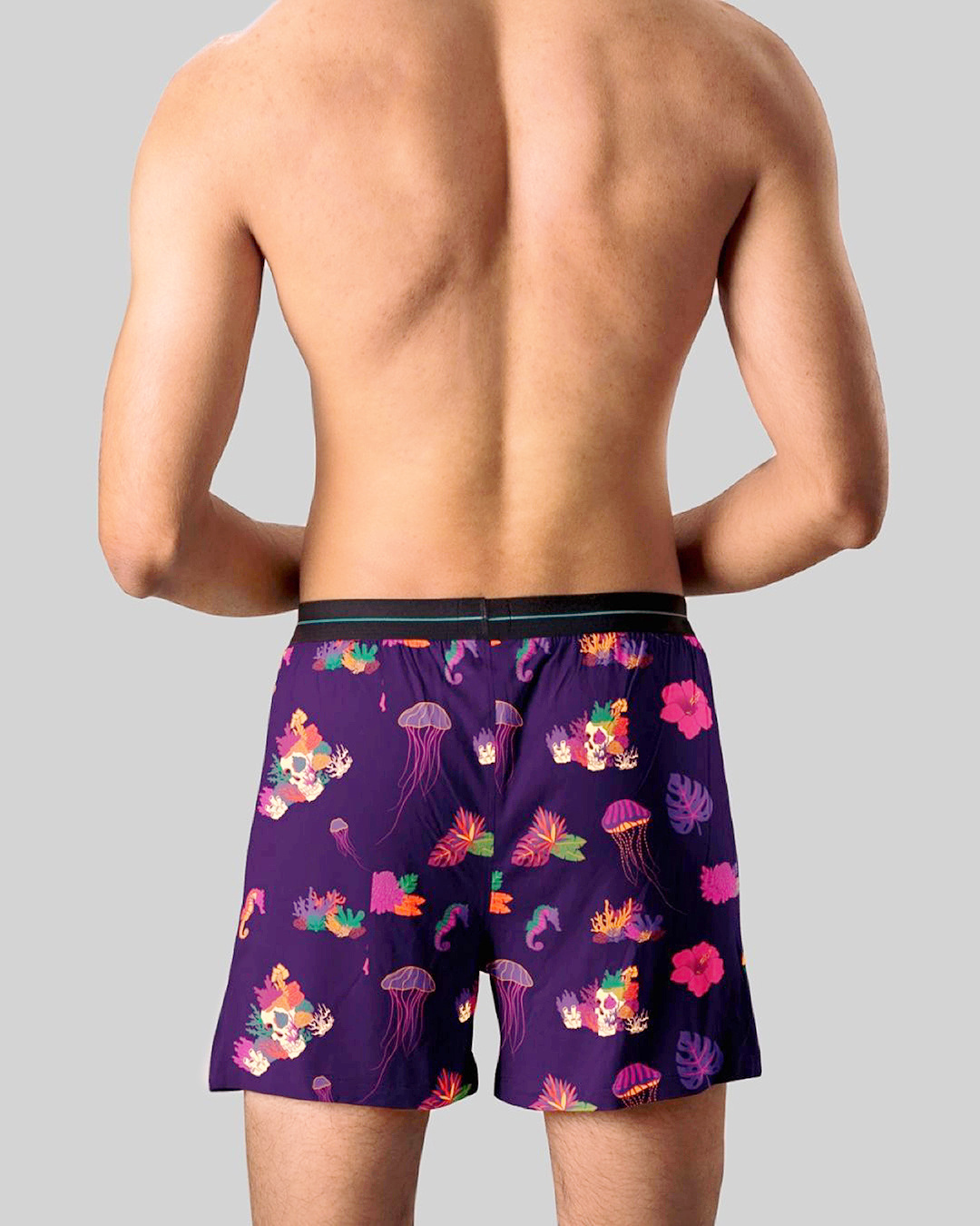 Shop Men's Purple All Over Printed Boxers-Back