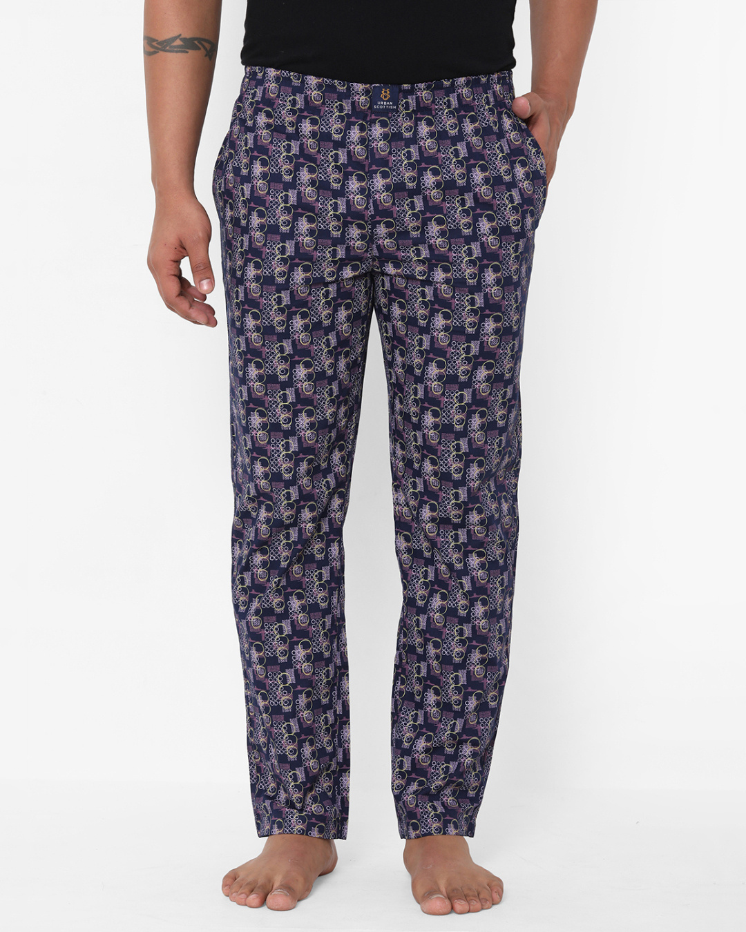 Buy Men's Purple All Over Printed Cotton Lounge Pants Online in India ...