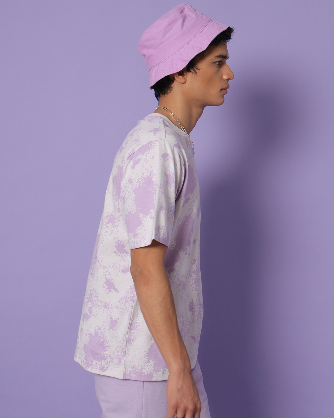 Shop Men's Purple All Over Printed Oversized T-shirt-Back