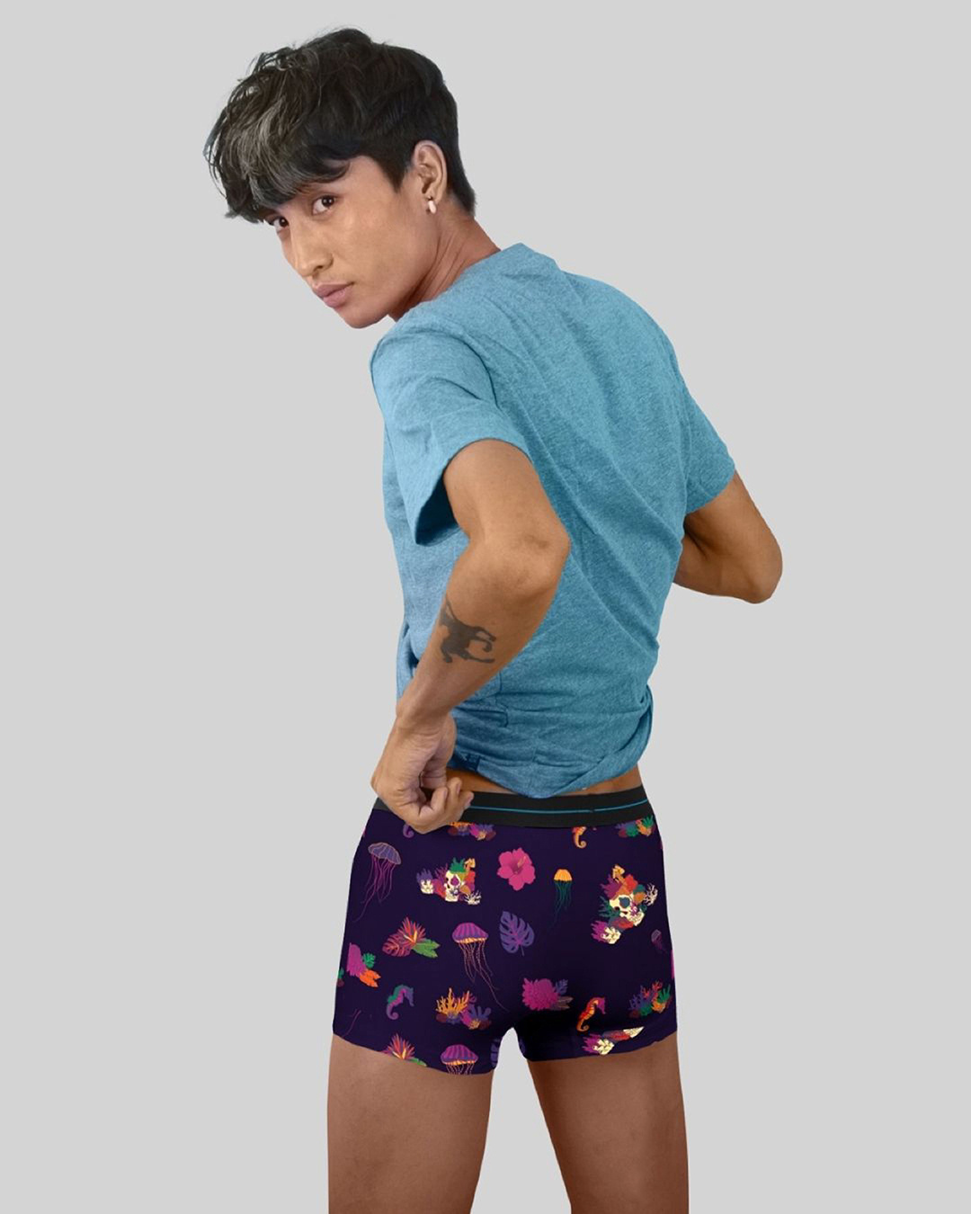 Shop Men's Purple All Over Printed Trunks-Back