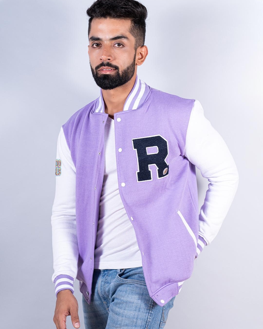 Purple and White Varsity Jacket