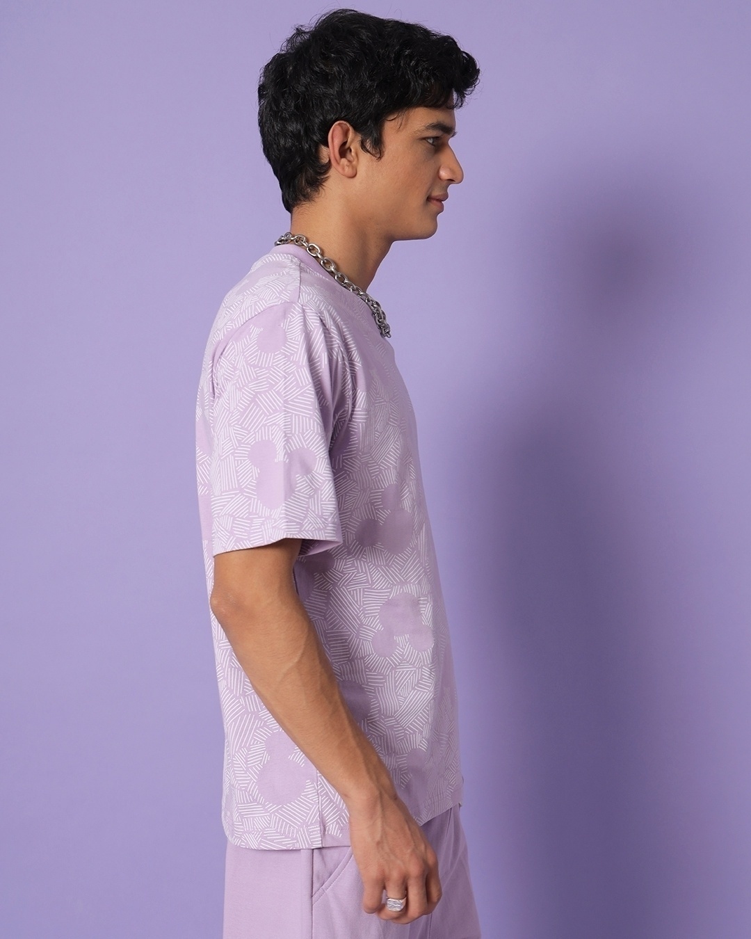 Shop Men's Purple AOP Oversized T-shirt-Back