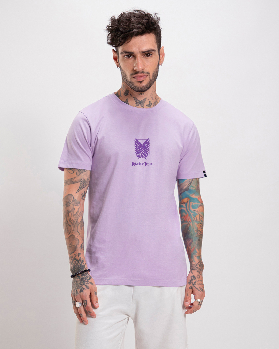 Shop Men's Purple AOT Founding Titan Graphic Printed T-shirt-Back