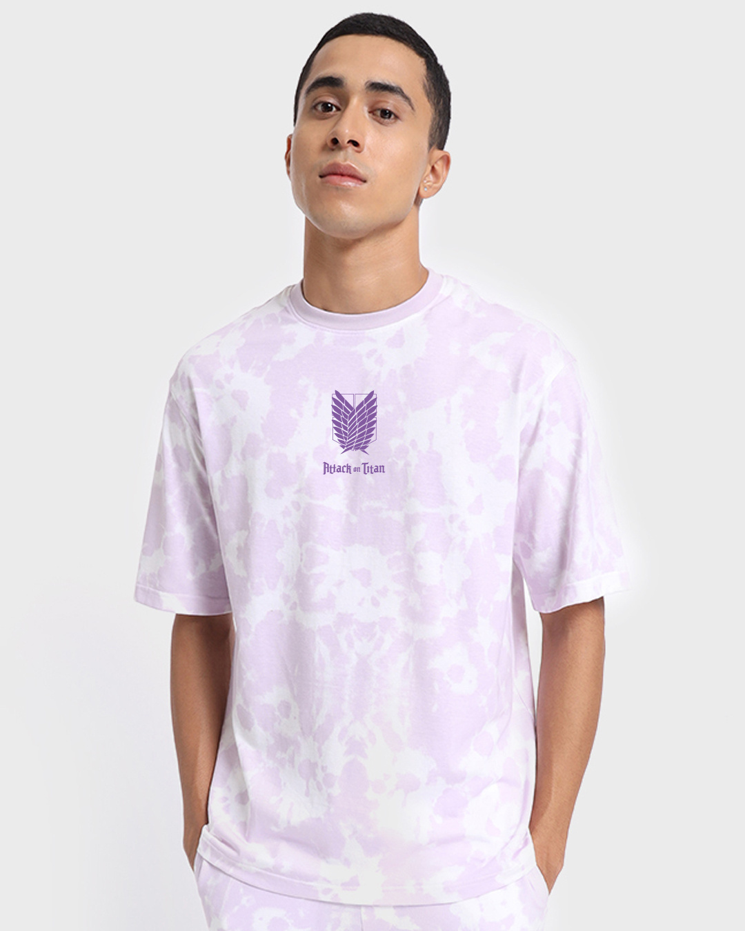 Shop Men's Purple AOT- Founding Titan Graphic Printed Oversized T-shirt-Back