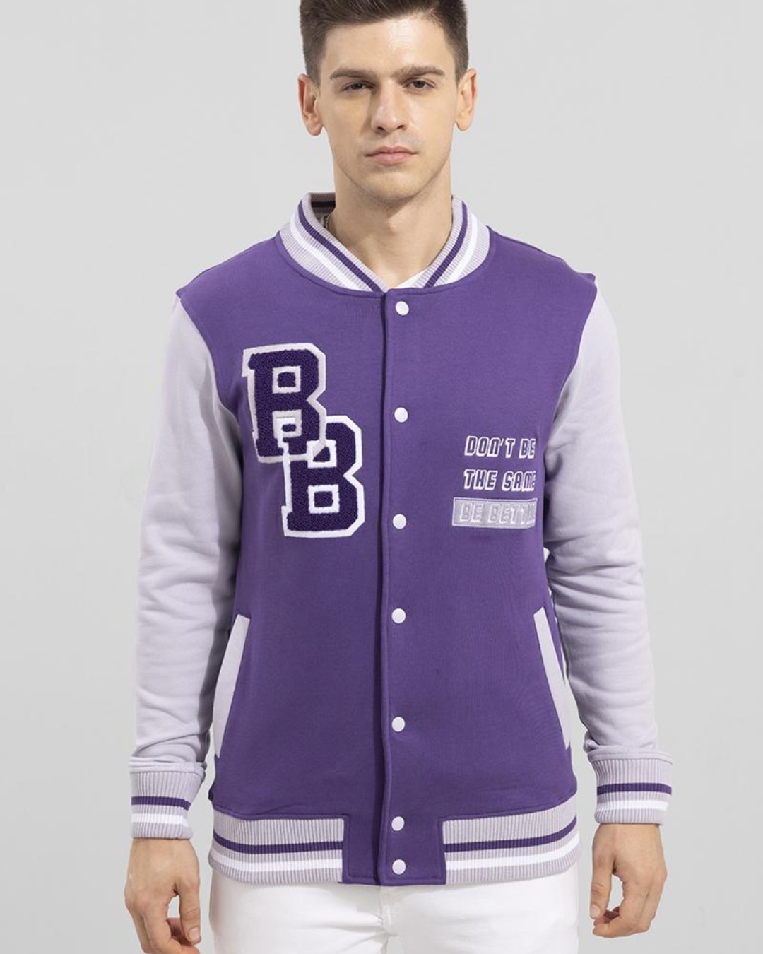 Buy Men's Be Better Purple Varsity Jacket Online