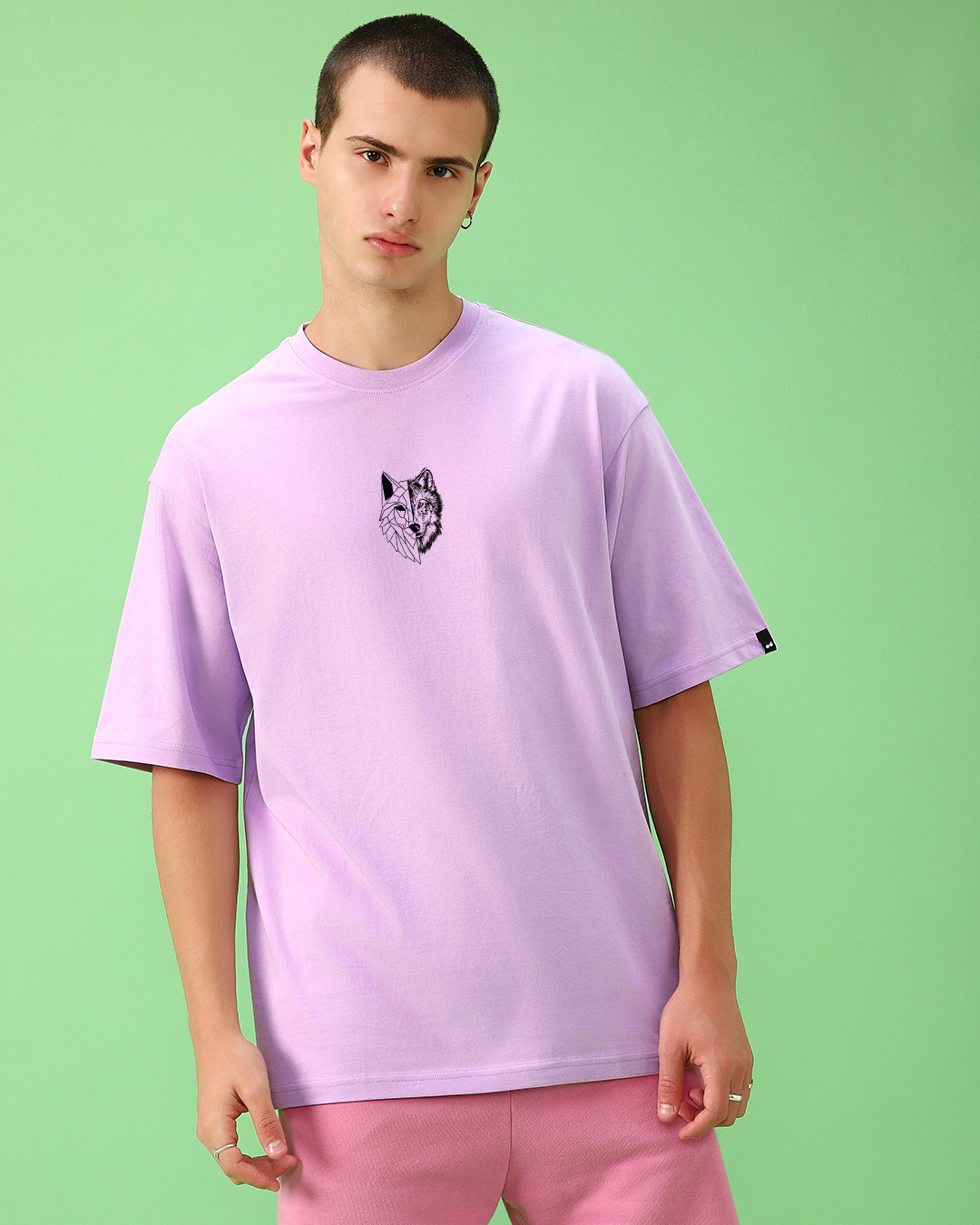 Shop Men's Purple Beast Within Graphic Printed Oversized T-shirt-Back