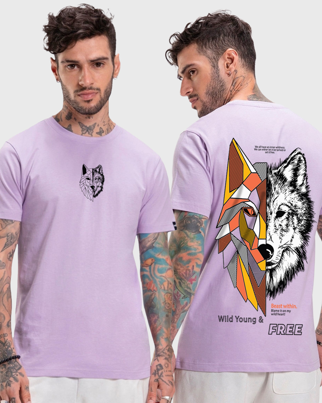 Buy Men's Purple Beast Within Graphic Printed T-shirt Online at Bewakoof
